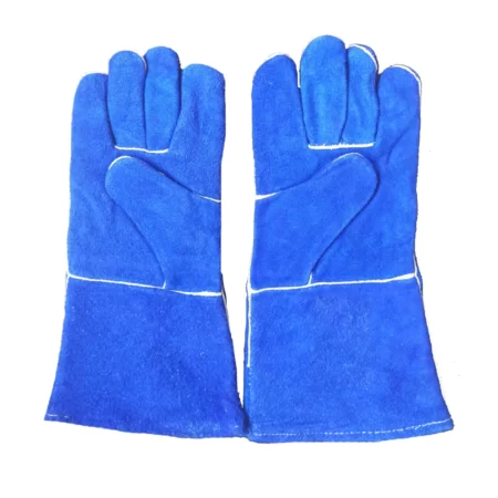 14 inches royal blue gloves Cow Split Fireproof  leather welder Gloves