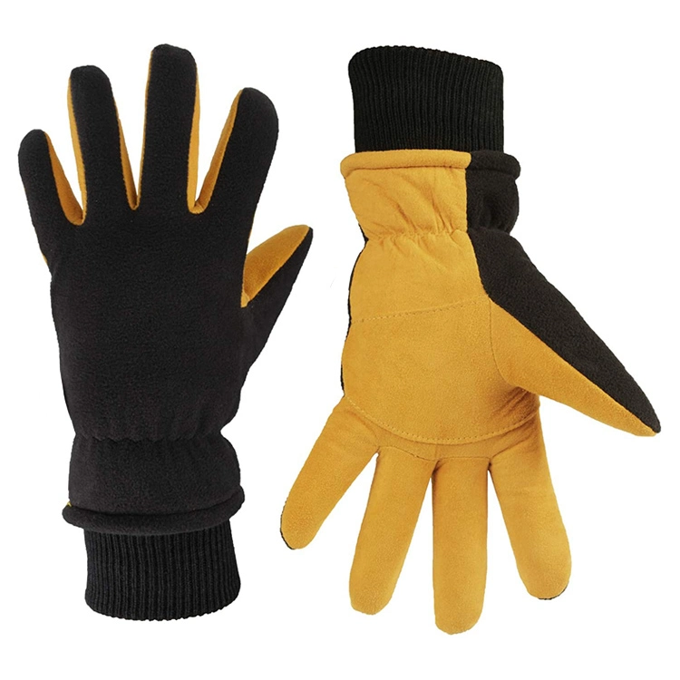 -30°F Cold Proof Insulated Water-Resistant Windproof Thermal double Deerskin Suede Leather Work Winter Gloves for Driving Hiking
