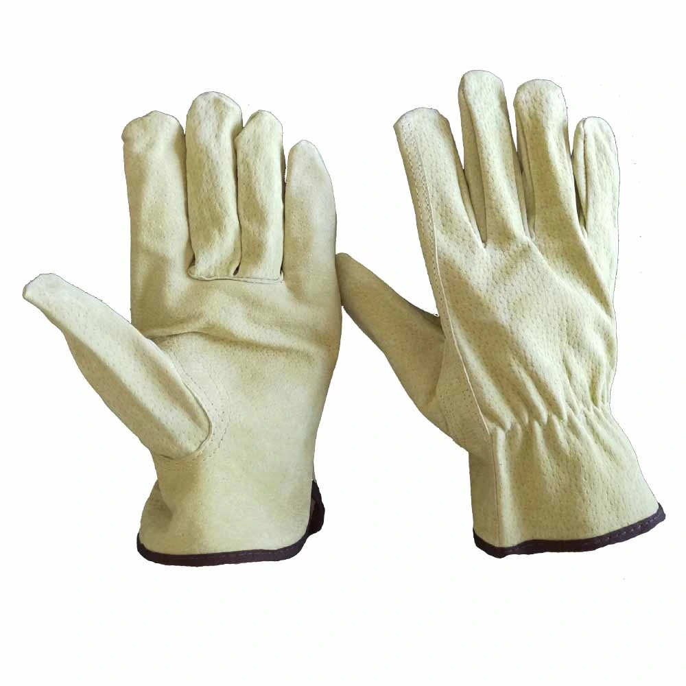 cheap pigskin working driving men's unlined leather gloves