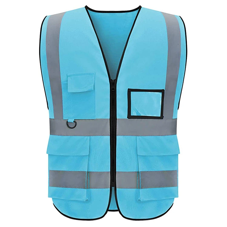Blue Construction Workers Safety Reflective Vest