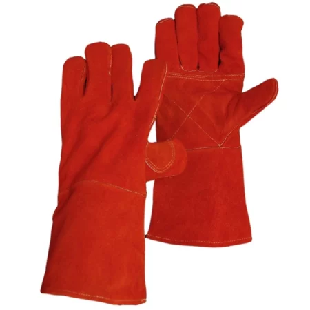 custom size 14 inches red cow leather Industry Leather Welder Gloves