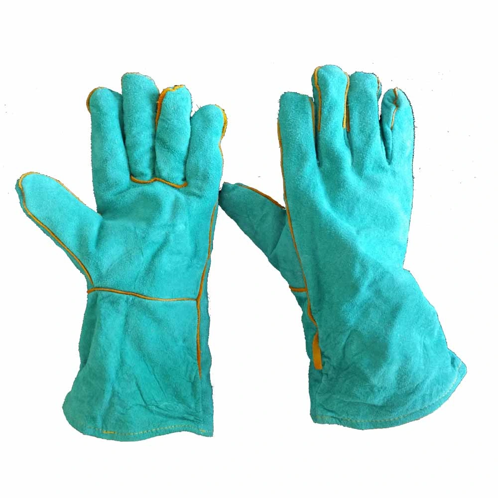 Cut Protection B C grade green gloves Cow Split Fireproof Heat Protection Gloves