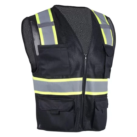 Worker Black Reflective Safety Vest