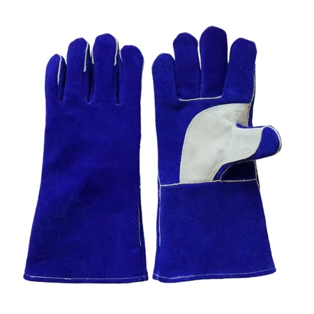 Fireproof Double palm Blue double Cow Split Leather Welding Gloves