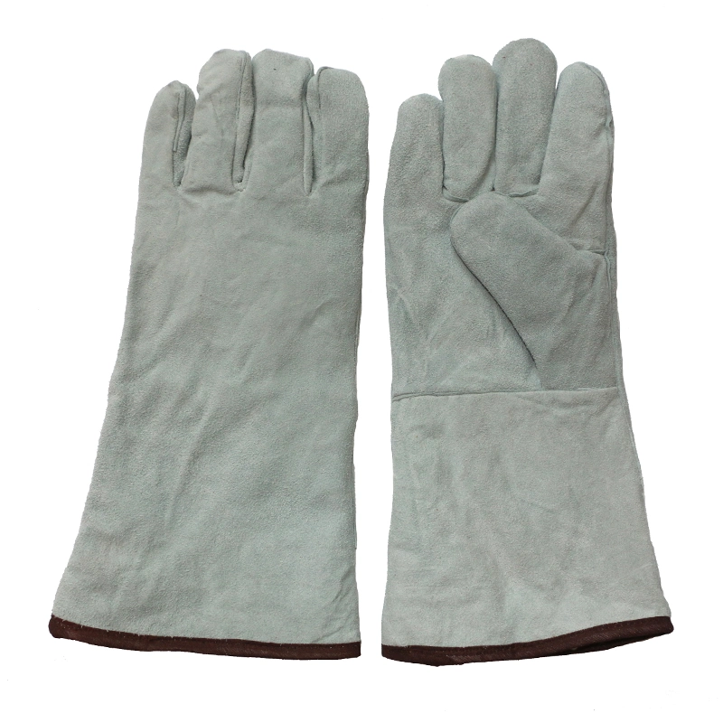 Fireproof Winter grey double gloves Cow Split Leather Electric Welding Gloves
