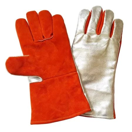 Flame-Retardant Gloves Red Aluminum Foil Kevlar Knitted Fabric Gloves