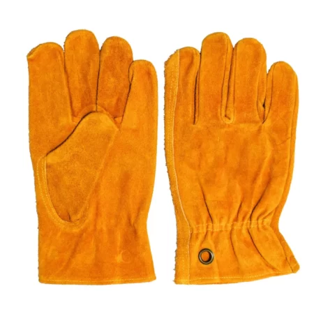hanging easily split cowhide gold leather gloves for men's garden worker