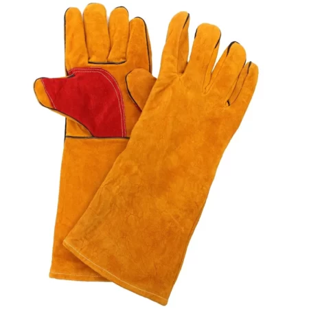 Heat Protection 16 inch yellow Fireproof Leather Welding Gloves