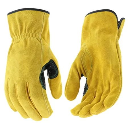 Manufactured X large size shirred elastic wrist hand protection wear durable split cowhide leather winter work gloves