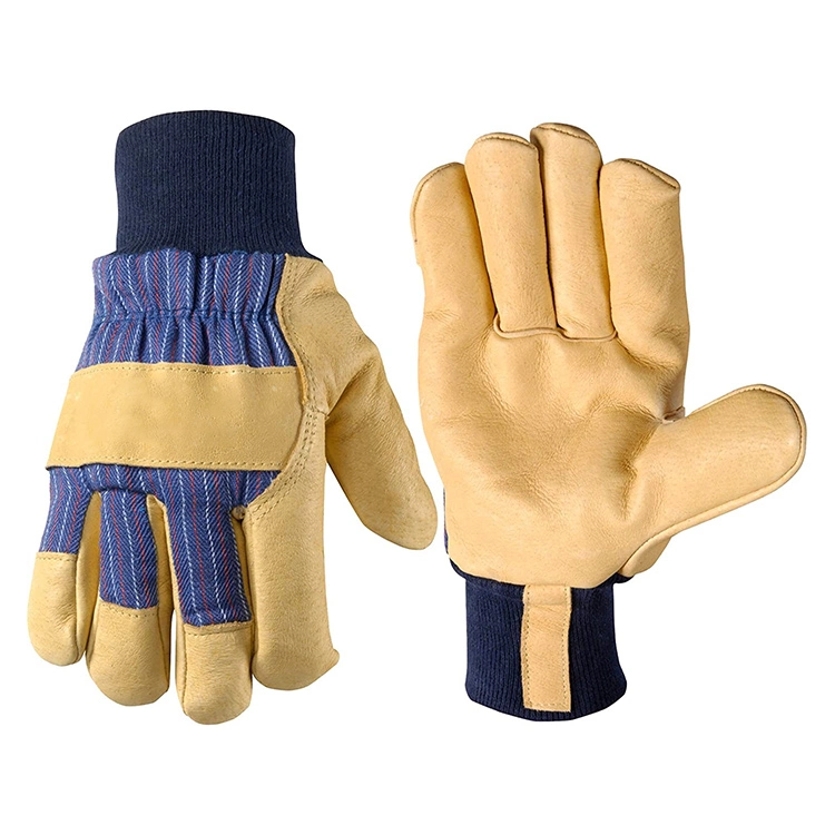 Men's Heavy Duty comfortable fit abrasion-resistant Thinsulate insulation pigskin leather Winter Work Gloves with knit wrist