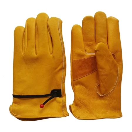 Protect You Hands Top Layer Leather Red Adjusting Rope yellow Riding Gloves