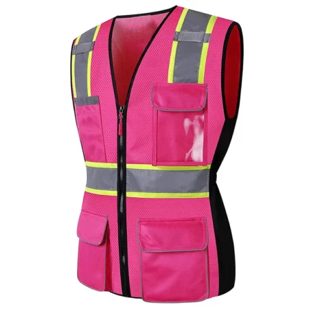 Mesh Electrician Pink Reflective Safety Vest