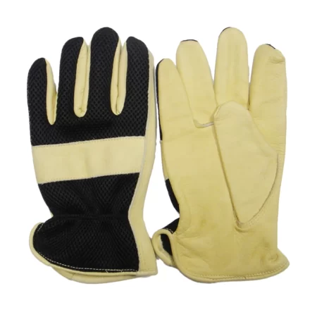 yellow and black double palm cow leather driving gloves