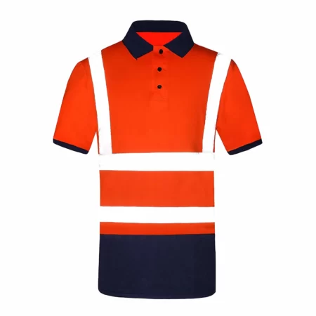 Safety Reflective Short Sleeve Polo Red Work Shirt