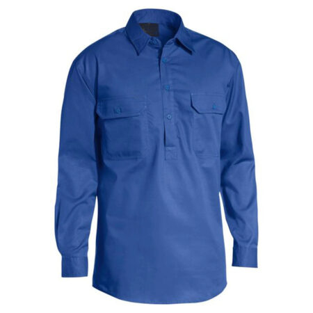 Long Sleeve Cotton Polyester Work Blue Shirt