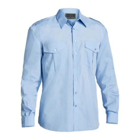 Long Sleeve Cotton Polyester Work Light Blue Shirt
