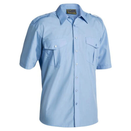 Short Sleeve Cotton Polyester Work Light Blue Shirt